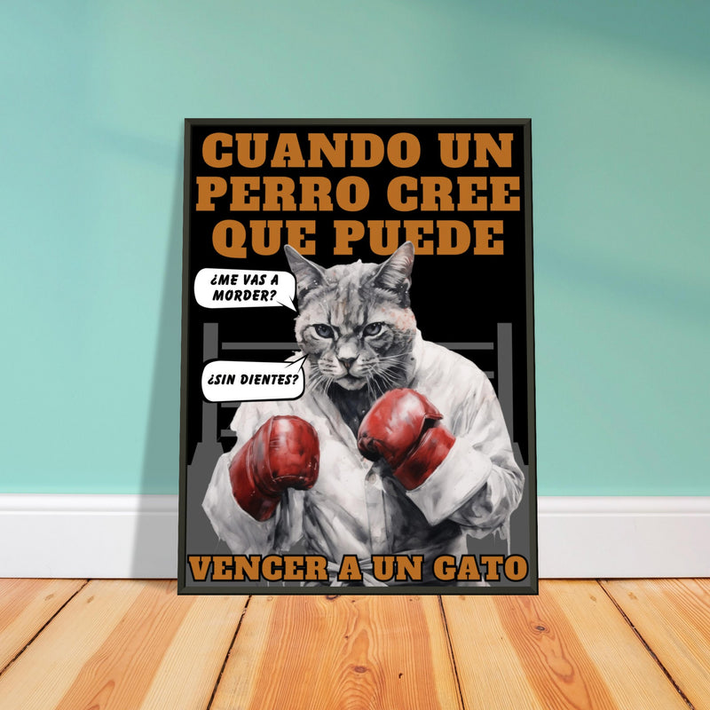 Póster Semibrillante de Gato con Marco Metal 