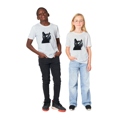 Camiseta Junior Unisex Estampado de Gato "Ojos Divertidos" Michilandia