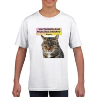 Camiseta Junior Unisex Estampado de Gato 