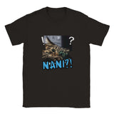 Camiseta unisex estampado de gato "Sorpresa Felina" Negro