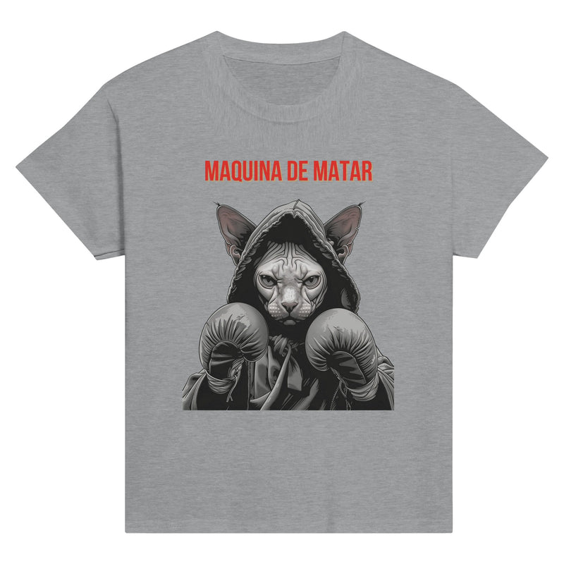 Camiseta Junior Unisex Estampado de Gato "Maquina de matar" Michilandia