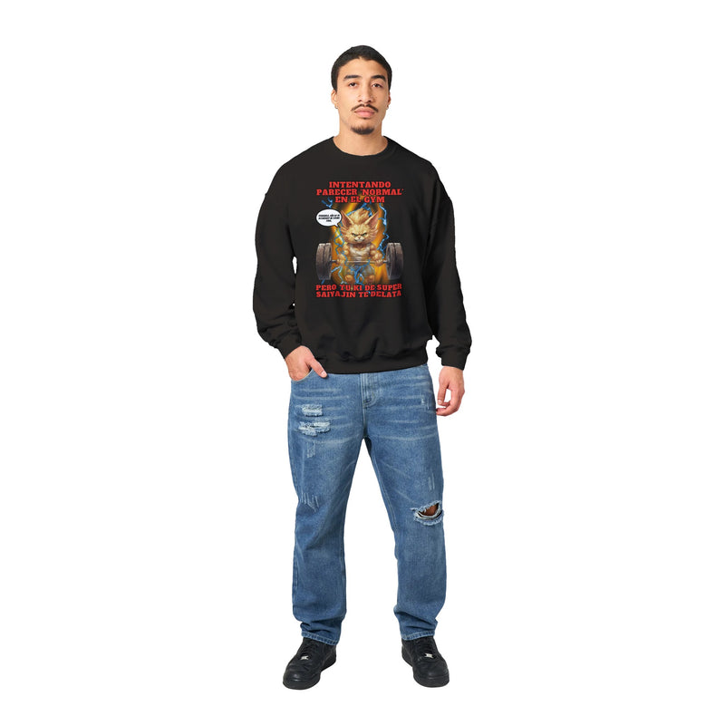 Sudadera Unisex Estampado de Gato "Levantamiento Saiyajin" Michilandia | La tienda online de los fans de gatos