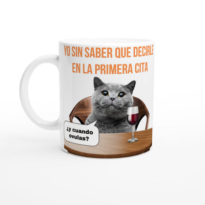 Taza Blanca con Impresión de Gato 