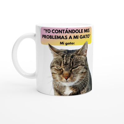 Taza Blanca con Impresión de Gato 