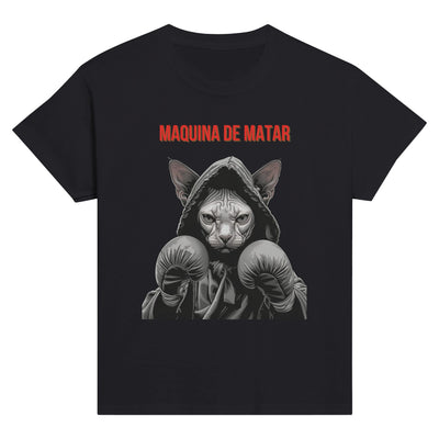 Camiseta Junior Unisex Estampado de Gato "Maquina de matar" Michilandia