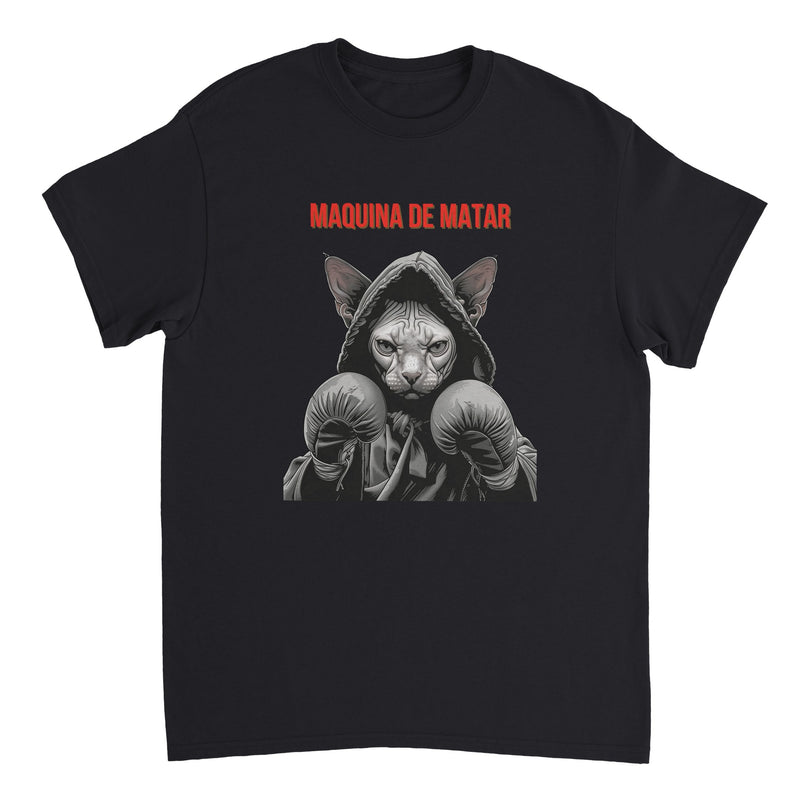 Camiseta Unisex Estampado de Gato "Maquina de matar" Michilandia