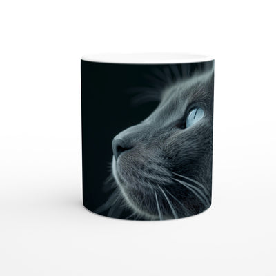 Taza Blanca con Impresión de Gato 