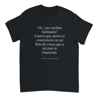 Camiseta Unisex Estampado de Gato "Prioridades Felinas" Michilandia | La tienda online de los fans de gatos