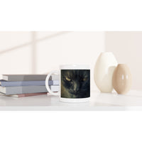 Taza Blanca con Impresión de Gato "Aura de Misterio" Michilandia | La tienda online de los fans de gatos