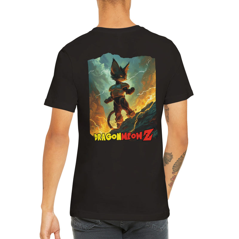 Camiseta Prémium Unisex Impresión Trasera de Gato 