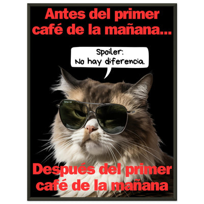 Póster Semibrillante de Gato con Marco Metal 