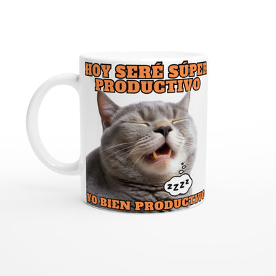 Taza Blanca con Impresión de Gato 