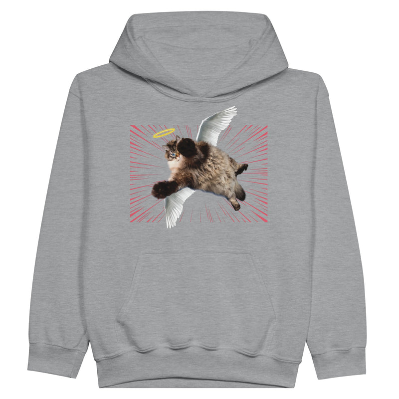 Sudadera con capucha júnior estampado de gato "Ángel de Pelaje" Michilandia | La tienda online de los fans de gatos