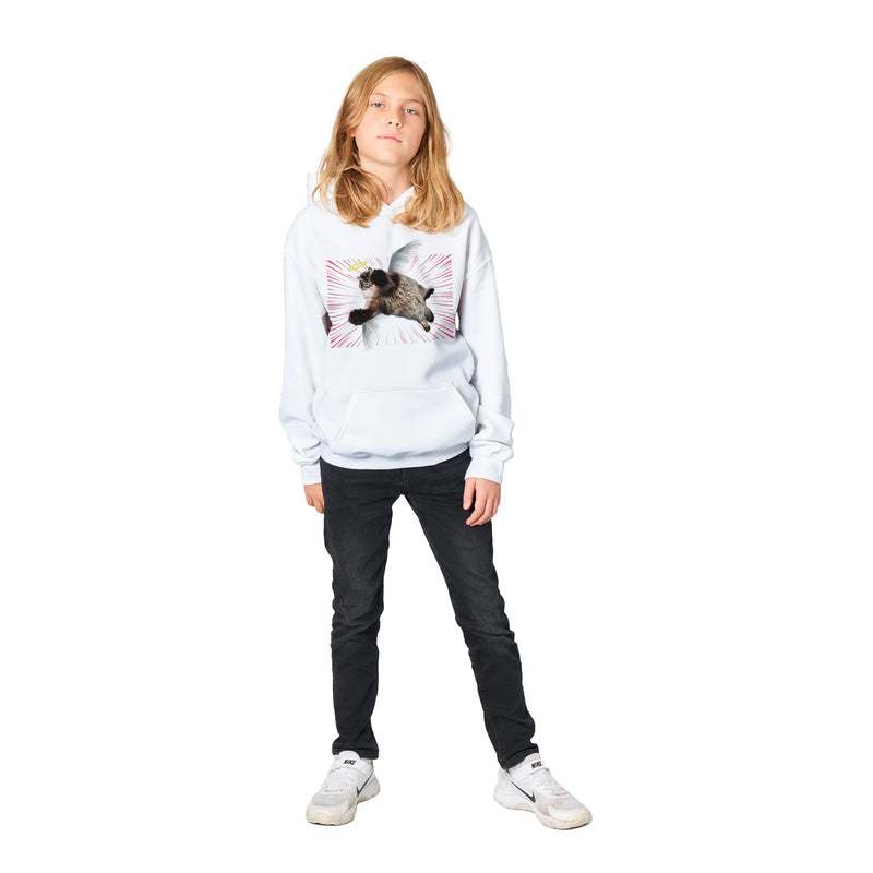 Sudadera con capucha júnior estampado de gato "Ángel de Pelaje" Michilandia | La tienda online de los fans de gatos