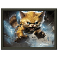 Póster semibrillante de gato con marco metal "Dynamic-Kitty Wolverine" Gelato