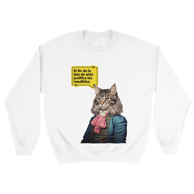 Sudadera unisex estampado de gato "Nicolás Michi Maquiavelo" Michilandia | La tienda online de los amantes de gatos