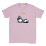 Camiseta Junior Unisex Estampado de Gato "9 Lives" Michilandia | La tienda online de los fans de gatos