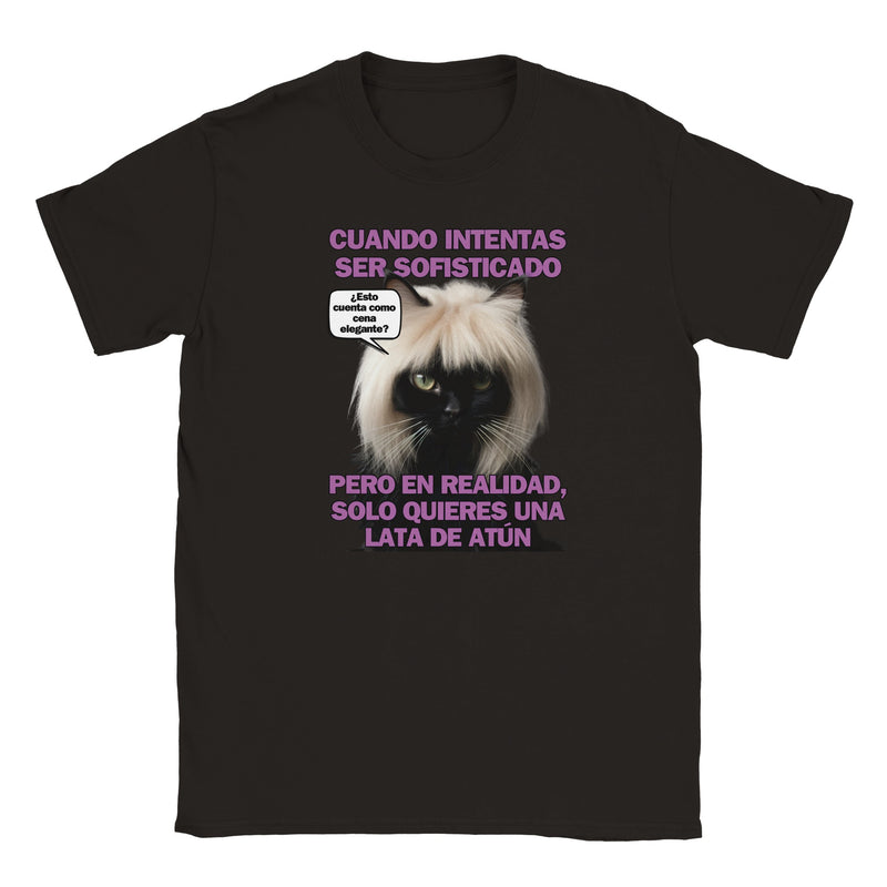 Camiseta Junior Unisex Estampado de Gato "Elegancia Gatuna" Michilandia | La tienda online de los fans de gatos