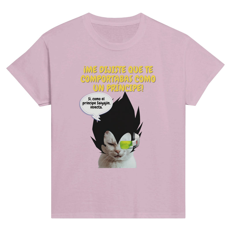 Camiseta Junior Unisex Estampado de Gato "Príncipe Saiyajin Felino" Michilandia | La tienda online de los fans de gatos