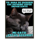 Póster Semibrillante de Gato con Marco Metal "Hora de mimar al gato" 45x60 cm / 18x24″