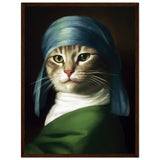 Póster Semibrillante de Gato con Marco de Madera "Retrato Renacentista" Michilandia | La tienda online de los fans de gatos