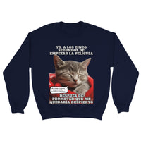 Sudadera Unisex Estampado de Gato "Cinéfilo Dormilón" Michilandia | La tienda online de los amantes de gatos