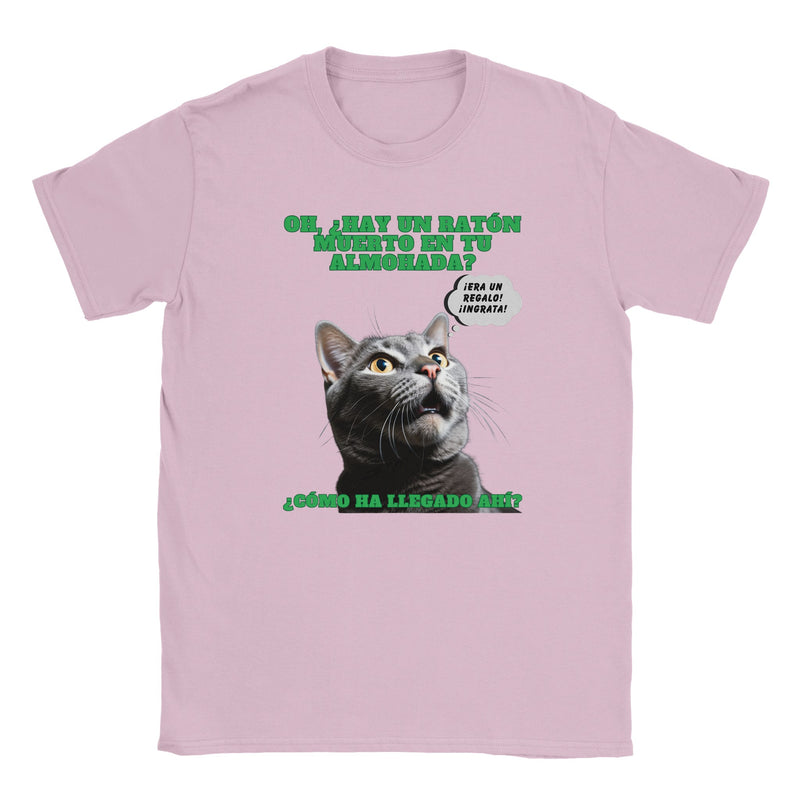 Camiseta júnior unisex estampado de gato "Regalo Sorpresa" Michilandia | La tienda online de los amantes de gatos