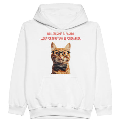 Sudadera con capucha júnior estampado de gato 