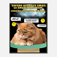 Póster Semibrillante de Gato con Marco Metal "Melancolía Digital" Michilandia | La tienda online de los amantes de gatos