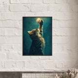 Póster Semibrillante de Gato con Marco Metal "Alcance Lunar" Michilandia | La tienda online de los fans de gatos