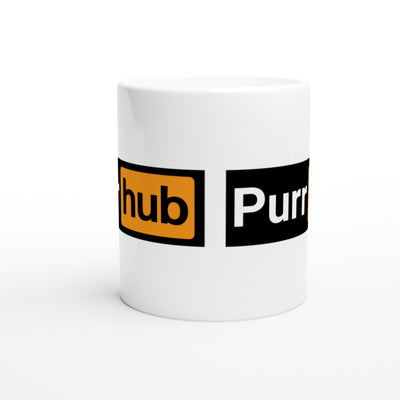 Taza Blanca con Impresión de Gato "Purr Hub" Michilandia | La tienda online de los fans de gatos