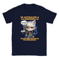 Camiseta unisex estampado de gato "Cyborg Kitty" Navy