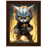 Póster semibrillante de gato con marco de madera "X-cat"