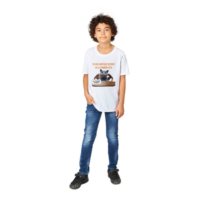 Camiseta Junior Unisex Estampado de Gato "Rompehielos" Michilandia