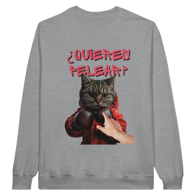 Sudadera Unisex Estampado de Gato "¿quieres pelear?" Michilandia | La tienda online de los fans de gatos