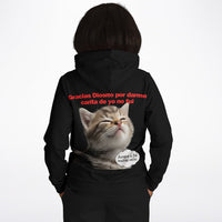 Sudadera deportiva con capucha unisex estampado de gato "Mirada Culpable" Subliminator