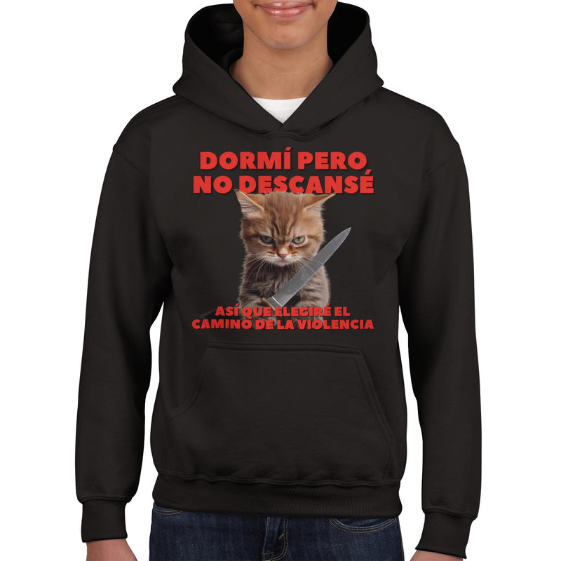 Sudadera con capucha júnior estampado de gato "Amanecer Agresivo" Michilandia | La tienda online de los fans de gatos