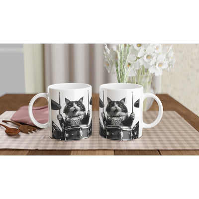 Taza Blanca con Impresión de Gato 