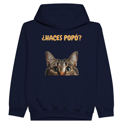 Sudadera con capucha júnior estampado de gato "Consulta Curiosa" Michilandia | La tienda online de los fans de gatos