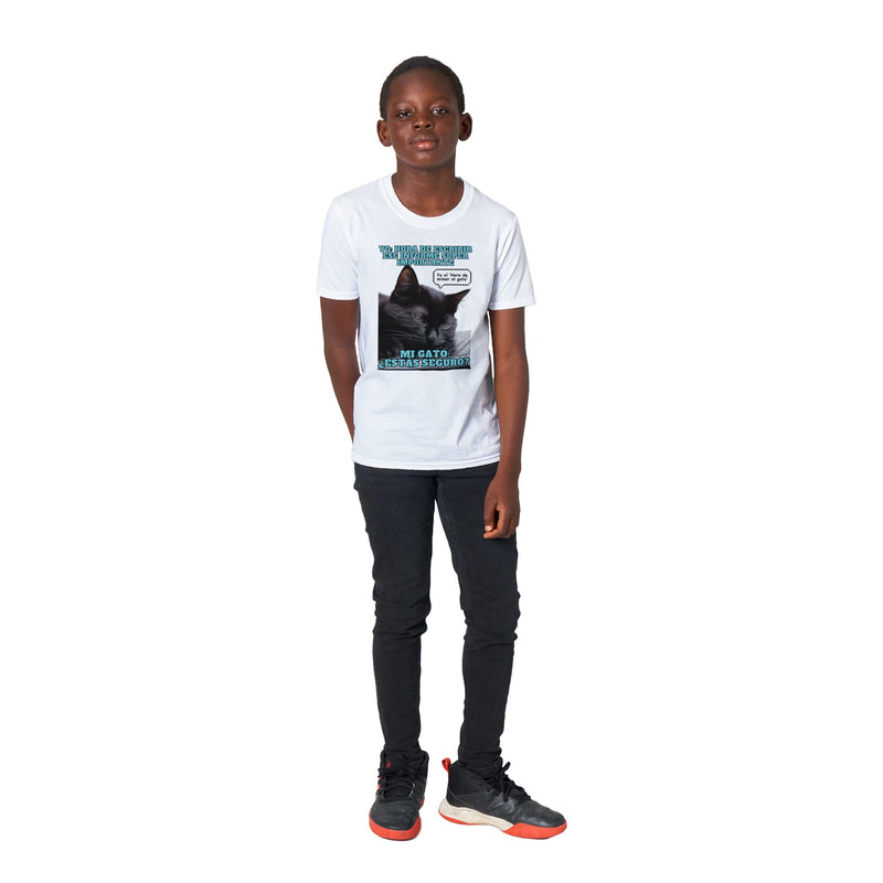 Camiseta Junior Unisex Estampado de Gato "Hora de mimar al gato" Michilandia | La tienda online de los amantes de gatos