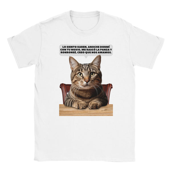Camiseta unisex estampado de gato "Confesión Incomoda" Michilandia | La tienda online de los fans de gatos