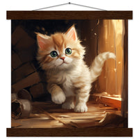Póster semibrillante de gato con colgador "Munchkin Curioso"