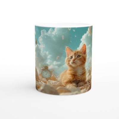 Taza Blanca con Impresión de Gato 