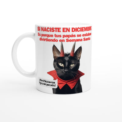 Taza Blanca con Impresión de Gato 