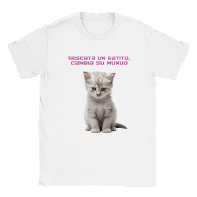 Camiseta unisex estampado de gato "Rescata un gatito" Gelato