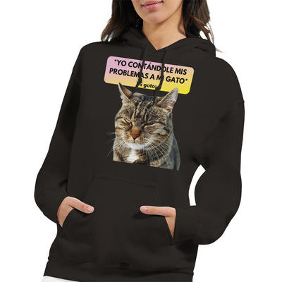 Sudadera con Capucha Unisex Estampado de Gato "Miau Indiferente" Michilandia