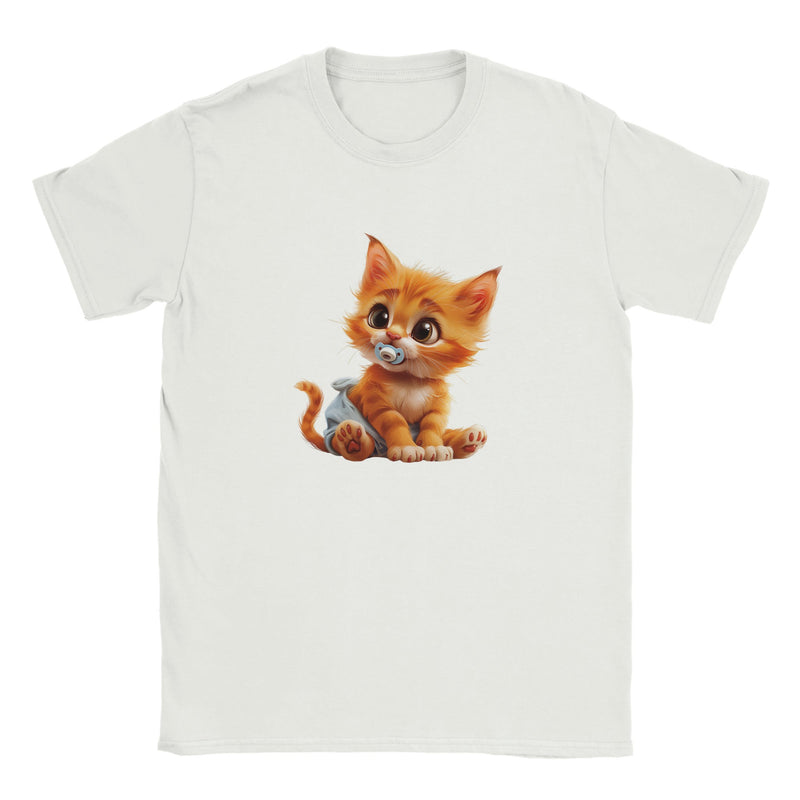 Camiseta Junior Unisex Estampado de Gato "Miau en Pañales" Michilandia