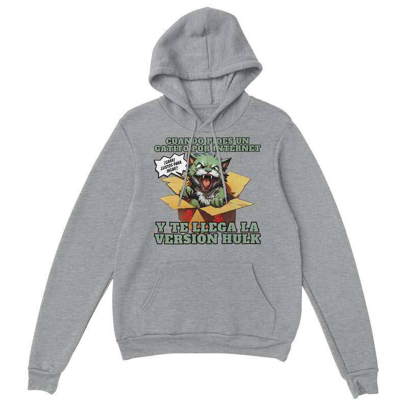 Sudadera con Capucha Unisex Estampado de Gato "Sorpresa Hulk" Michilandia | La tienda online de los amantes de gatos