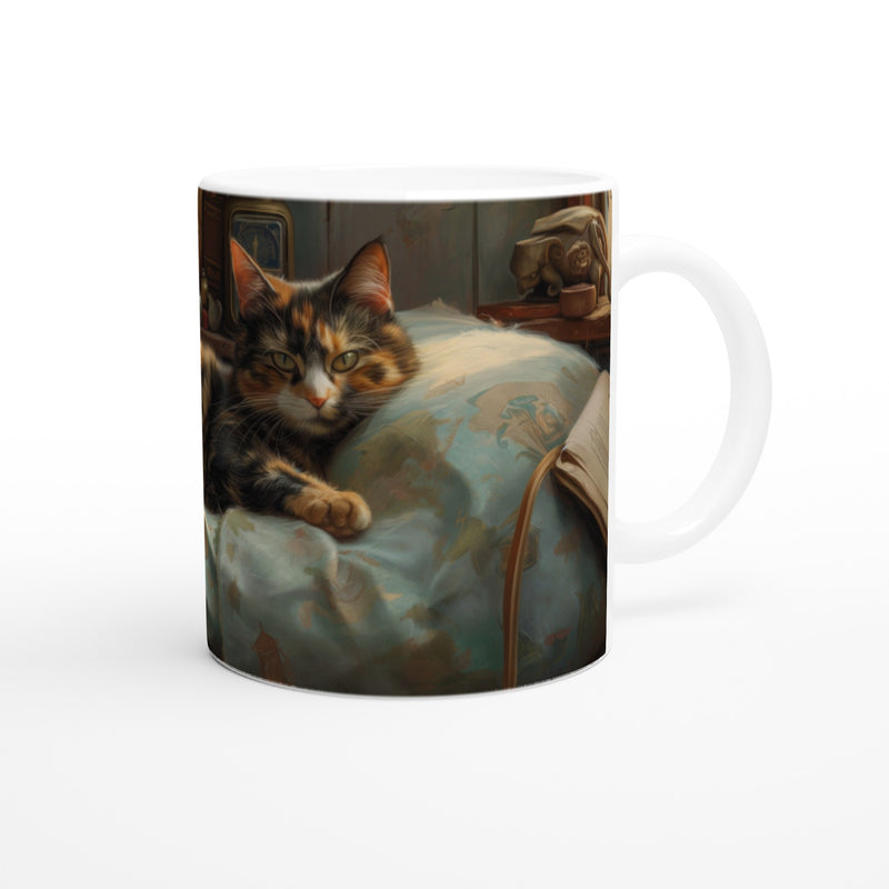 Taza Blanca con Impresión de Gato "Serenidad Carey" Michilandia | La tienda online de los fans de gatos