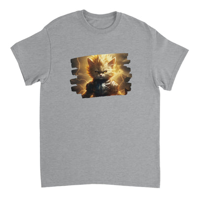 Camiseta Unisex Estampado de Gato "El Último Saiyajin Felino" Michilandia | La tienda online de los fans de gatos